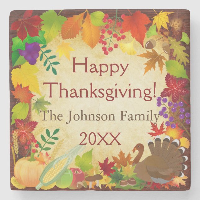 Porta-copo De Pedra Linda colheita de Ação de Graças (Frente)
