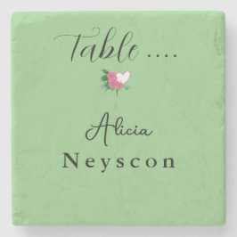 Porta-copo De Pedra Linda Greenery Casando flores verdes coração