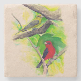 Porta-copo De Pedra Linda pintura de carlet Tanagers