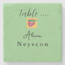 Porta-copo De Pedra Lindas flores verdes de pêssego do Casamento, cora