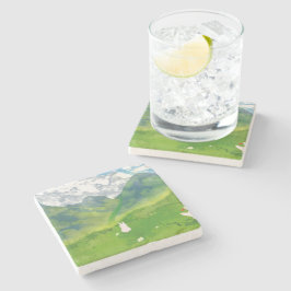 Porta-copo De Pedra Lindo Casal Coelho em Mountain View Stone Coaster