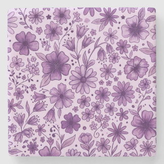 Porta-copo De Pedra Lindos Flores Silvestres de Lavanda Roxa