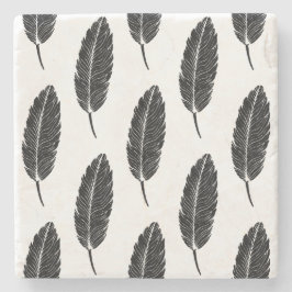 Porta-copo De Pedra Linoco de pena russa preto-e-branco