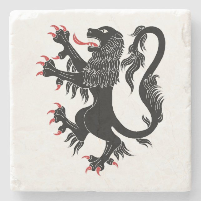 Porta-copo De Pedra Lion Rampant Sable (Frente)