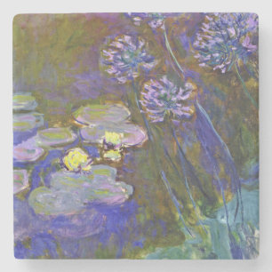 Porta-copo De Pedra Lírios Monet Water e Agapanthus