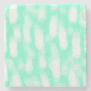 Porta-copo De Pedra Listras abstratas de aquarela branca verde pastel