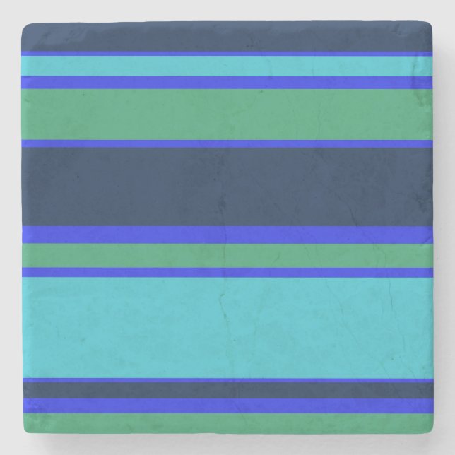 Porta-copo De Pedra Listras azuis e verdes (Frente)