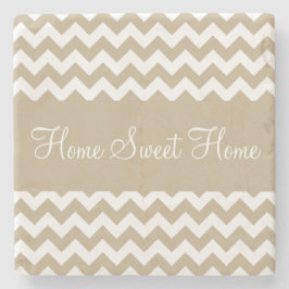 Porta-copo De Pedra Listras Khaki de Tan Chevron