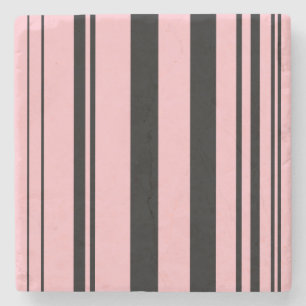 Porta-copo De Pedra Listras Variadas/Rosa e Preto