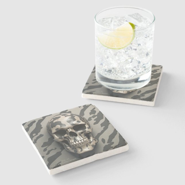 Porta-copo De Pedra LITE EXISTENCIAL Memento Mori Camo Skull (Lateral)
