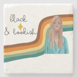 Porta-copo De Pedra Livro Retro Preto e Bookie