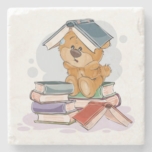 Porta-copo De Pedra Livros de Leitura de Urso de Cartoon Bonito
