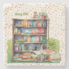 Porta-copo De Pedra Livros e Adolescentes de Gato Aposentadoria de Ani