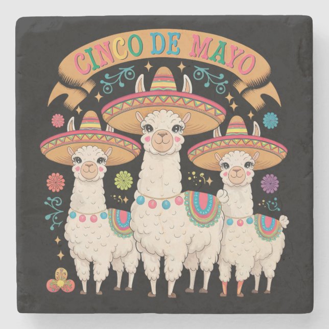 Porta-copo De Pedra Llama Funny Cinco De Mayo Fiesta Party (Frente)