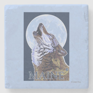 Porta-copo De Pedra Lobo de MaineHowling