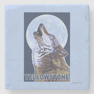 Porta-copo De Pedra Lobo de YellowstoneHowling
