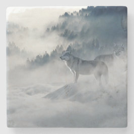 Porta-copo De Pedra Lobos numa paisagem de inverno