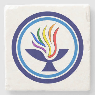 Porta-copo De Pedra Logotipo de Chalice Flaming TVUUC