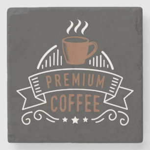 Porta-copo De Pedra Logotipo de Design de café Premium Elegante