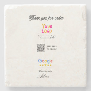 Porta-copo De Pedra logotipo do site de revisão do Google scanear códi