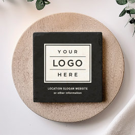 Porta-copo De Pedra Logotipo Empresarial Preto Personalizado Quadrado 