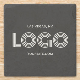 Porta-copo De Pedra Logotipo Retangular Moderno Preto e Branco Promo