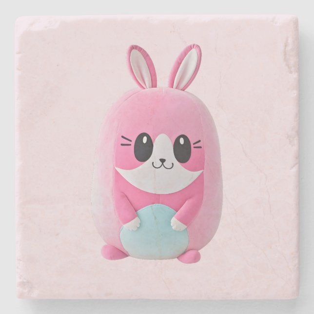 Porta-copo De Pedra "Lou Lou". Uma fofinho, criatura rosa (Frente)