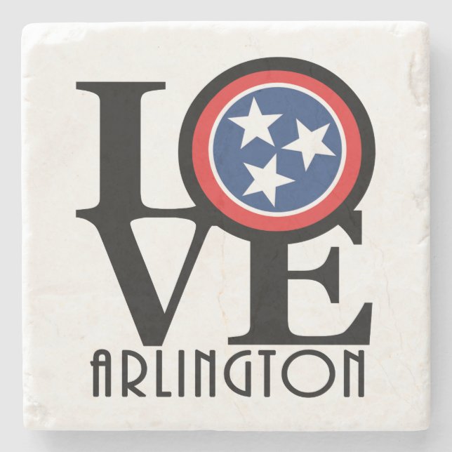 Porta-copo De Pedra LOVE Arlington TN (Frente)