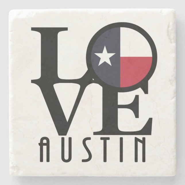 Porta-copo De Pedra LOVE Austin Texas (Frente)
