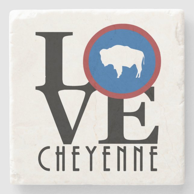Porta-copo De Pedra LOVE Cheyenne Wyoming (Frente)