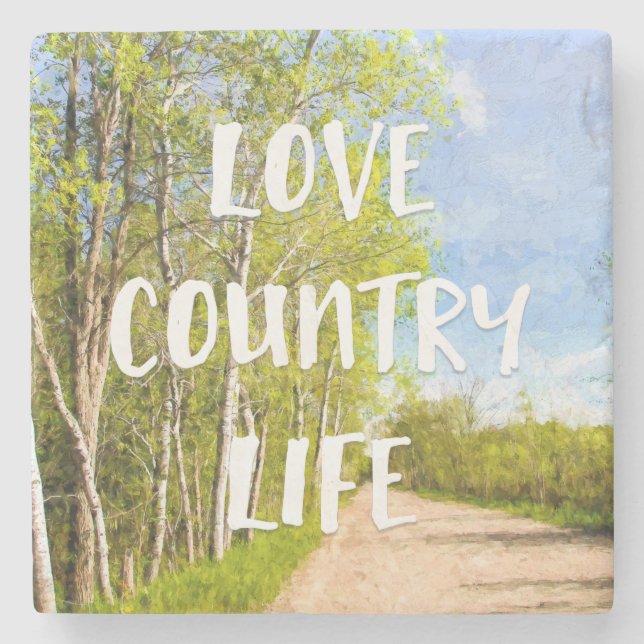 Porta-copo De Pedra Love Country Life Dirt Road (Frente)