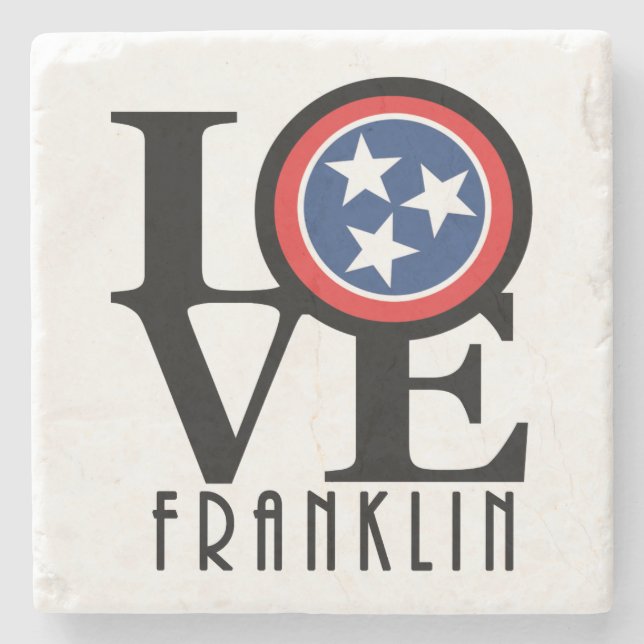 Porta-copo De Pedra LOVE Franklin Tennessee (Frente)