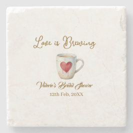 Porta-copo De Pedra Love is Brewing white coffee mug heart bridal show