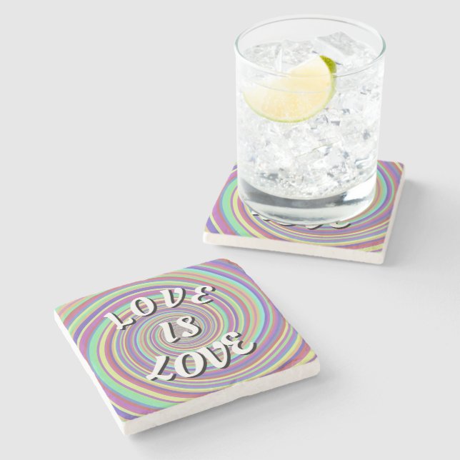 Porta-copo De Pedra Love Is Love Pride Stone Coaster (Lateral)