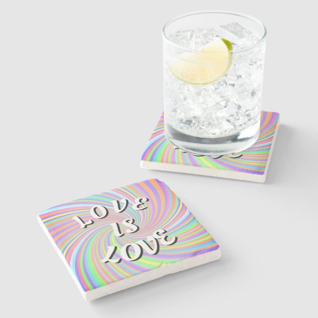 Porta-copo De Pedra Love Is Love Pride Stone Coaster (Lateral)