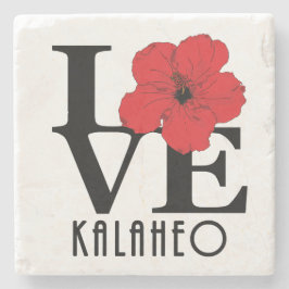 Porta-copo De Pedra LOVE Kalaheo Red Hibiscus