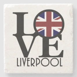 Porta-copo De Pedra LOVE Liverpool UK Flag
