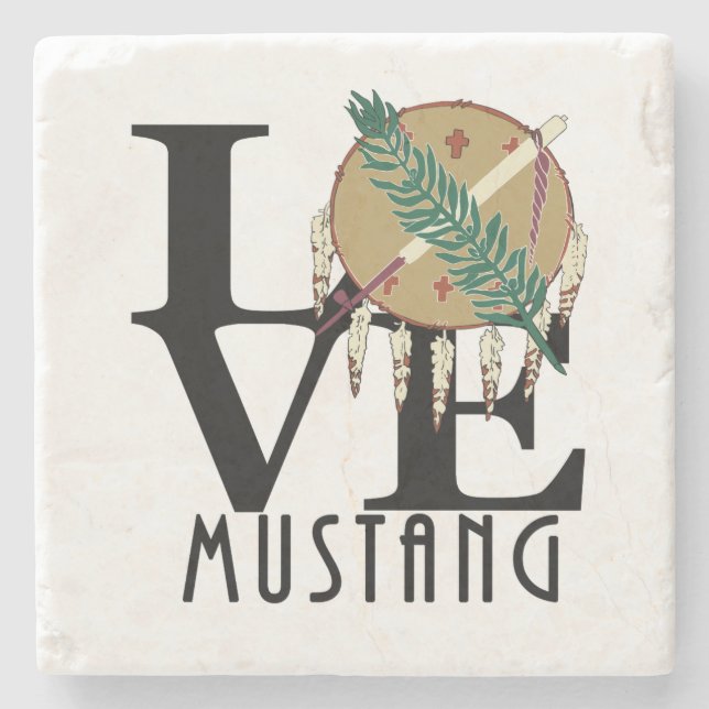 Porta-copo De Pedra LOVE Mustang Oklahoma (Frente)