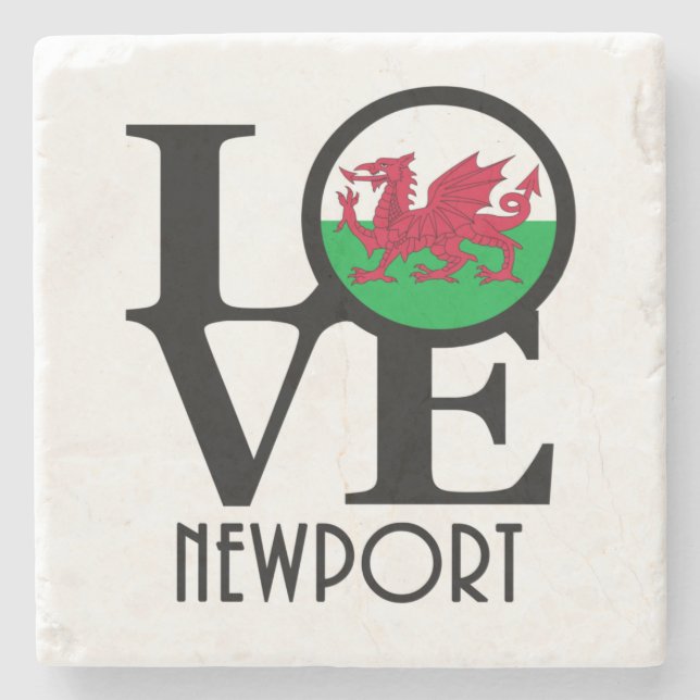 Porta-copo De Pedra LOVE Newport Wales (Frente)
