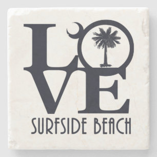 Porta-copo De Pedra LOVE Surfside Beach SC