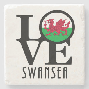Porta-copo De Pedra LOVE Swansea Wales
