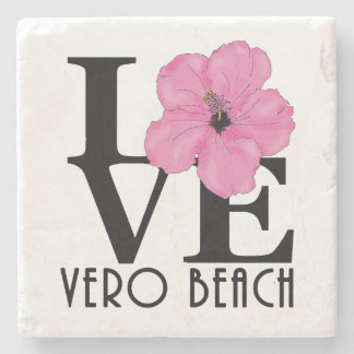 Porta-copo De Pedra LOVE Vero Beach Pink Hibiscus