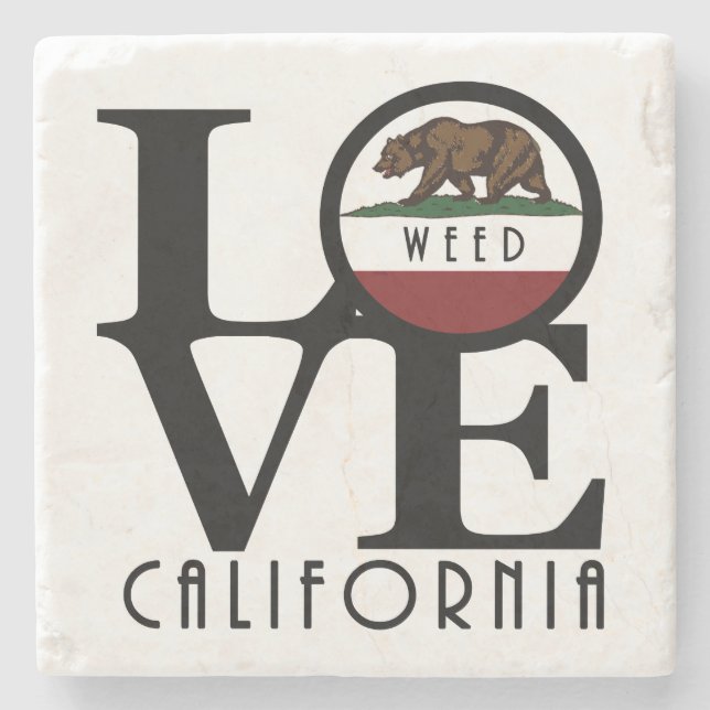 Porta-copo De Pedra LOVE Weed California (Frente)