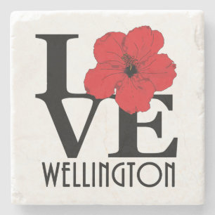 Porta-copo De Pedra LOVE Wellington FL Red Hibiscus