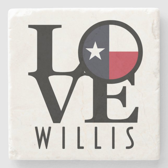 Porta-copo De Pedra LOVE Willis Texas (Frente)