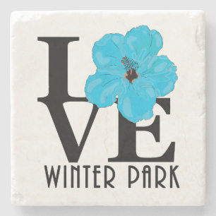 Porta-copo De Pedra LOVE Winter Park Blue Hibiscus