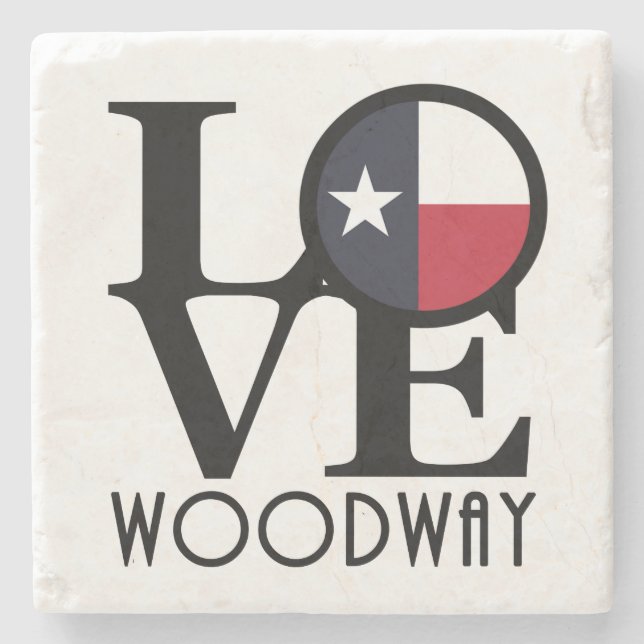 Porta-copo De Pedra LOVE Woodway TX (Frente)