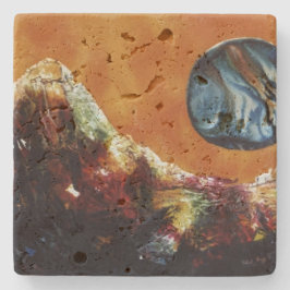 Porta-copo De Pedra Lua aquática Sci-Fi em órbita baixa sobre o planet