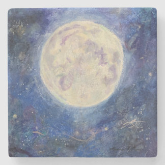 Porta-copo De Pedra Lua Cheia Noturna Céu Celestial Maureen Girard Uni