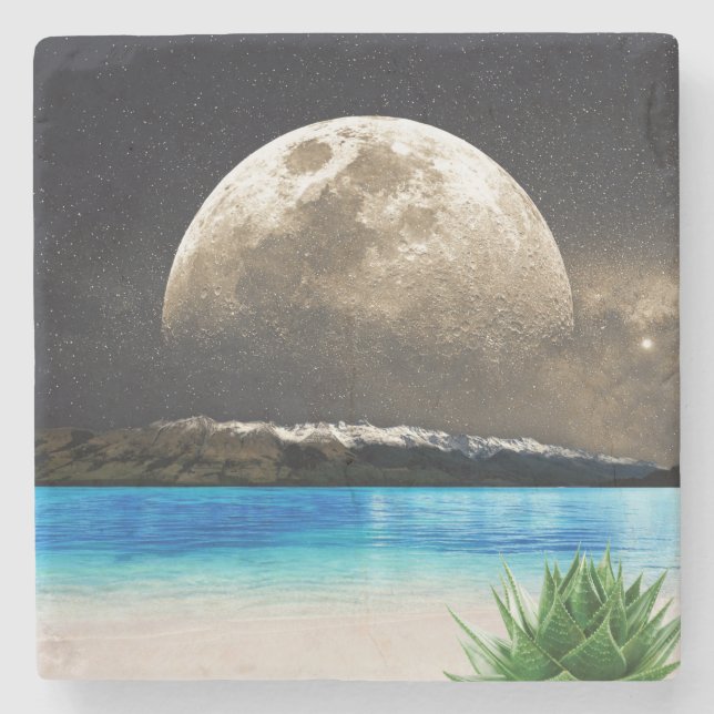 Porta-copo De Pedra Lua E Praia (Frente)